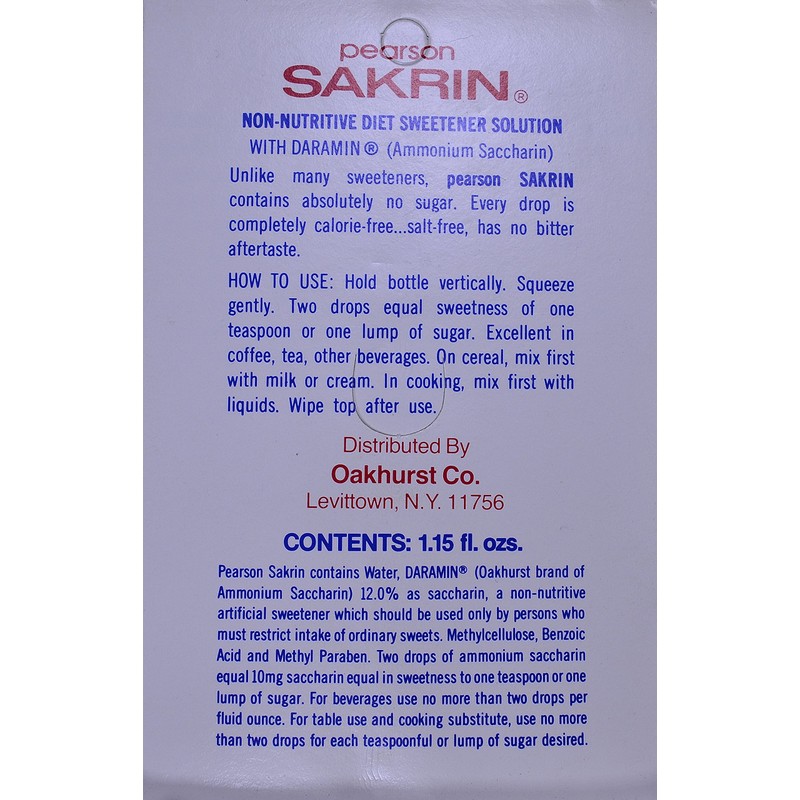 Pearson Sakrin Sugar Alternative Diet Sweetener, 1.15 Ounce