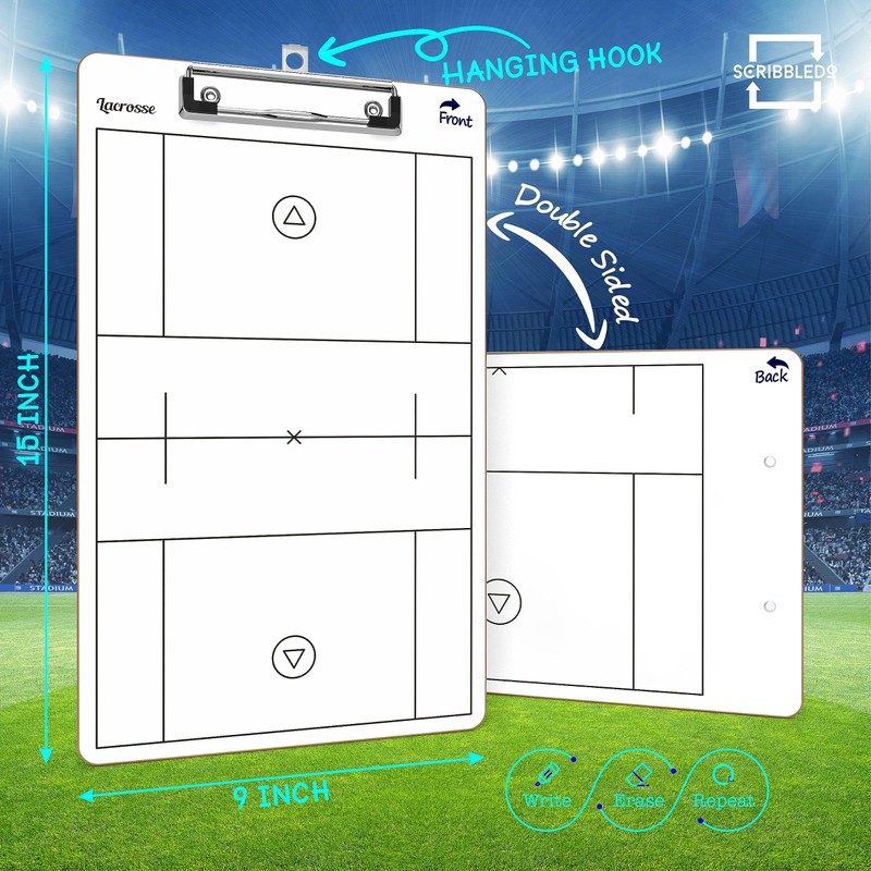 Scribbledo Lacrosse Dry Erase Board for Coaches 15x9 Inch Lacrosse