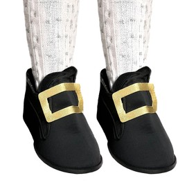 Pilgrim Costume Shoe Covers | Pilgrim Costume Shoes | Pilgrim Boot Covers | Colonial Shoe Covers | Pilgrim Shoe Buckles | Pilgrim Costume Accessories | Slip On | Black/Gold | One Size