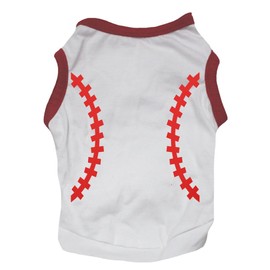 Petitebella Baseball Print White Puppy Dog Shirt (Medium)