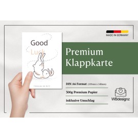 WBdesignz Good Luck Card with Envelope – Success Wish Card "Good Luck - I know you can do it!" Lucky Charm Card (DIN A6)