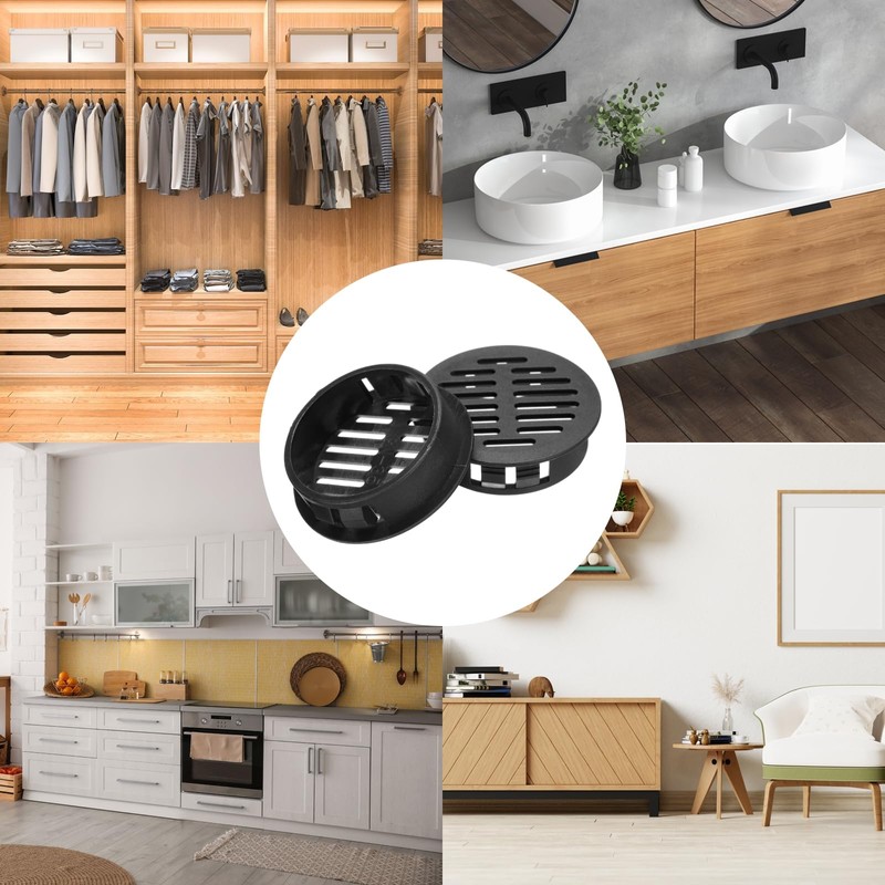 sourcing map 30Pcs 35mm/1.4in Air Vents Circular Soffit Vents, Black