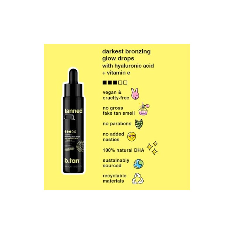 B.Tan Tanned Af Bronzing Drops For Women 1 oz Drops