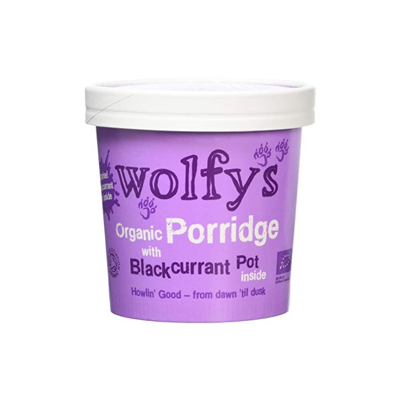 Wolfy's Organic Porridge with Blackcurrant Pot, 90 g, Pack of