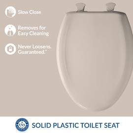Bemis Classic Colors Slow Close Toilet Seat, Easy Clean Hinges and Durable Plastic Seat, Made in USA, Elongated, Blush