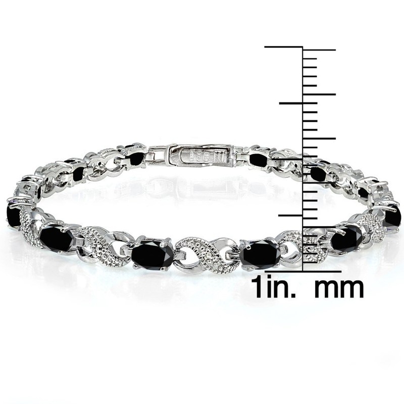 Ice Gems Sterling Silver Black Sapphire Accent Infinity Tennis Bracelet