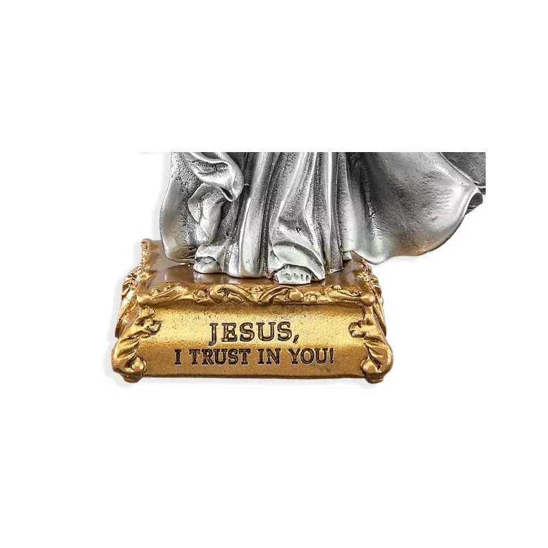 WJ Hirten Divine Mercy Jesus 4.5" Pewter Statue on Golden