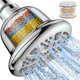 MakeFit Filtered Shower Head - High Pressure Shower Head with Filter for Hard Water Softener - 7 Settings Bathroom Rain Showerhead to Remove Chlorine and Heavy Metals (Chrome)