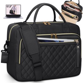 Laptop Bag 17.3 Inch Laptop Briefcase for Women Waterproof Computer Bag Large Messenger Bag Professional Laptop Case for Business Office Work College,Black