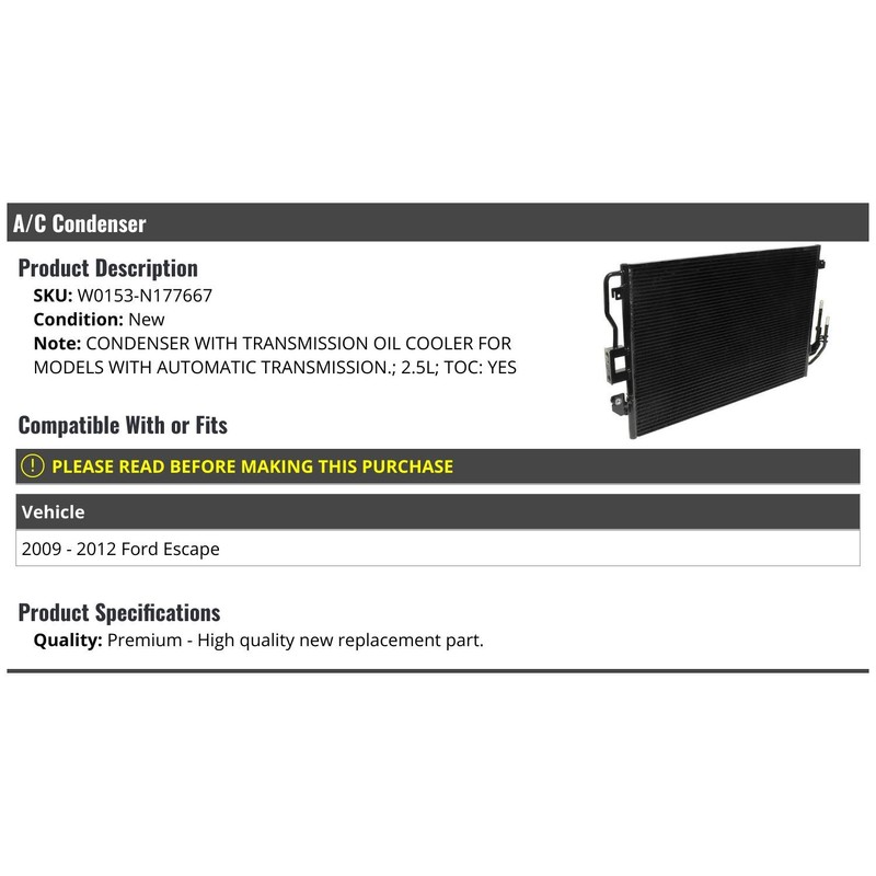 Marketplace Auto Parts A/C Condenser with Transmission Oil Cooler -