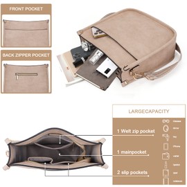 HKCLUF Tassel Crossbody Bags Purse for Women Trendy,Vegan Leather Hobo Handbag Women,Shoulder Bags With 2PCS Guitar Strap(whiteapricot)