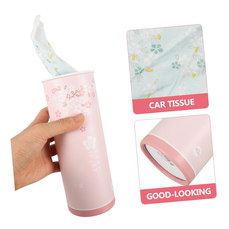 OATIPHO 3pcs Car Tissues Cylinder Box Stylish Travel Facial Wipes