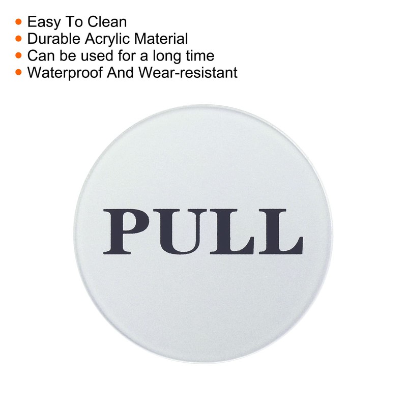 PATIKIL Push Pull Door Sign, 2 Pack Self-Adhesive Round Acrylic