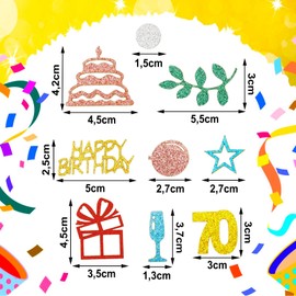 ParPix Pack of 100 Colourful 70th Birthday Decoration Confetti, Large 5.5 cm Confetti Decoration 70th Birthday Woman Man, Table Decoration 70th Birthday Confetti, Birthday Decoration 70th Confetti