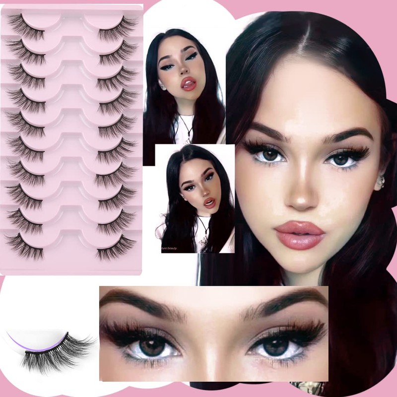FANXITON Half Lashes Natural Look Wispy 10 Pairs Cat Eye