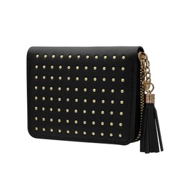 AdiStylinno Women Card Wallet, Leather Small Purse Card Case Organizer with Tassel Decoration, Mini Zipper Change Purse with Cash Slots and Coin Pocket (Black)