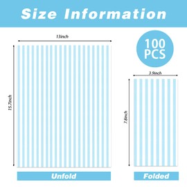 100 Pcs Blue and White Striped Paper Napkins - Disposable Blue Striped Dinner Napkins for Bathroom Wedding Birthday Baby Shower Picnic Party Supplies