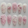 24 Pcs Handmade Press on Nails Short Almond Nail Tips,YEFIUO