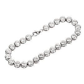 NKlaus Women's Tennis Bracelet 19 cm 925 Silver Rhodium-Plated Zirconia White 4-6.5 mm Wide Bracelet, Sterling Silver