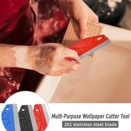 Paint Trim Guard 12 Inch, Multi-Purpose Paint Edging Tool Paint Shield Painter, Stainless Steel Straight Edge Painters Tool, Paint Cutting in Tools for Painting, Repairing Cutting Wallpaper (Red)