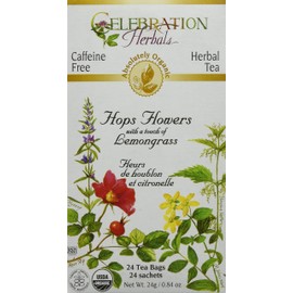 Celebration Herbals Organic Hops Flowers Tea Caffeine Free, 24 Herbal Tea Bags
