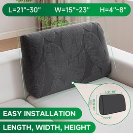 OHSIO Stretch Couch Covers for Sectional Sofa – Washable Soft Sofa Slipcovers, Pet-Friendly Furniture Protector for Living Room Sofa Cushions(1 Piece Back Couch Cover, Dark Gray)