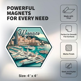 Monaco Magnet 4 inch 2 Pack Vinyl for Souvenir Gift Refrigerator Fridge Dishwasher ID44999
