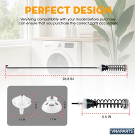VNAPARTS 26.8 inch Washer Suspension Rod Kit for Whirlpool WTW4655JW0 WTW4655JW1 WTW4655JW2 WTW4850HW0 WTW4850HW1 WTW4850HW2 WTW4855HW1 WTW4850HW3 WTW4855HW0 WTW4855HW2 Top Loader Washing Machine