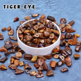 Pack of 500 Gemstone Beads Tiger's Eye Beads for Threading Crystal Beads 5-8 mm Irregular Drilled Gemstone Beads for Crafts Natural Stone Beads for DIY Bracelets Chains Earrings Jewellery