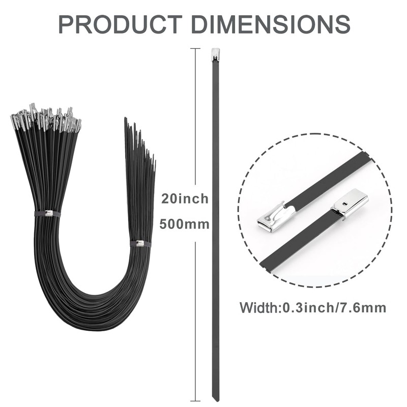 Aroono Heavy Duty Metal Zip Ties-20 inch, 304 Stainless Steel,