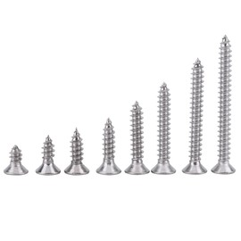 Pack of 200 Wood Screws Set M3 Stainless Steel Phillips Drilling Screws Self-Tapping Screws Set Flat Head Phillips Screws for DIY Project, Repair (#2)