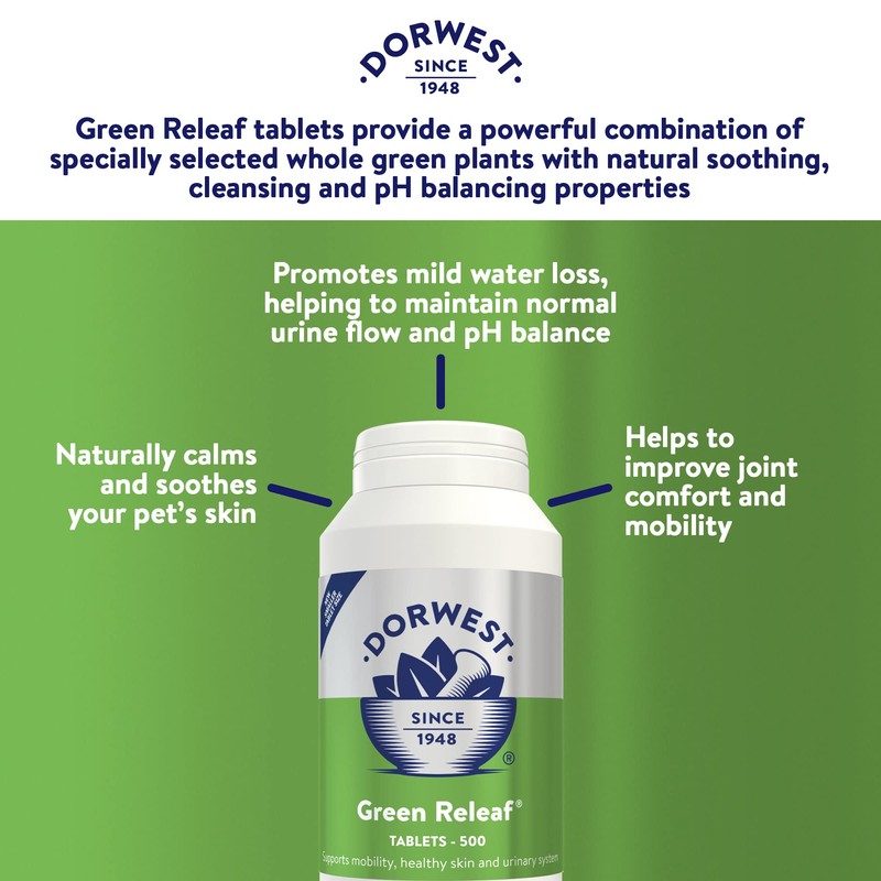 Dorwest Green Releaf Tablets, 500 Tablets, Natural Supplements for Dogs