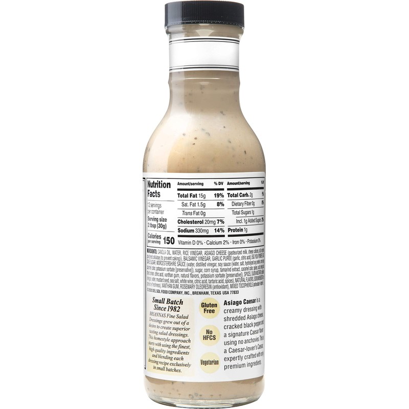 Brianna's Home Style Asiago Caesar, Salad Dressing, Gluten Free, Nut