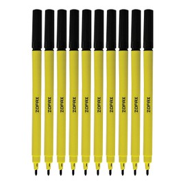 ZOFAX Felto Felt Tip Colouring Pens, BLACK, Fine Point, Pack of 10, Felt Tip Pens for School Office Home Everyday Use, Ideal for Draw Sketch Write Mark Colour