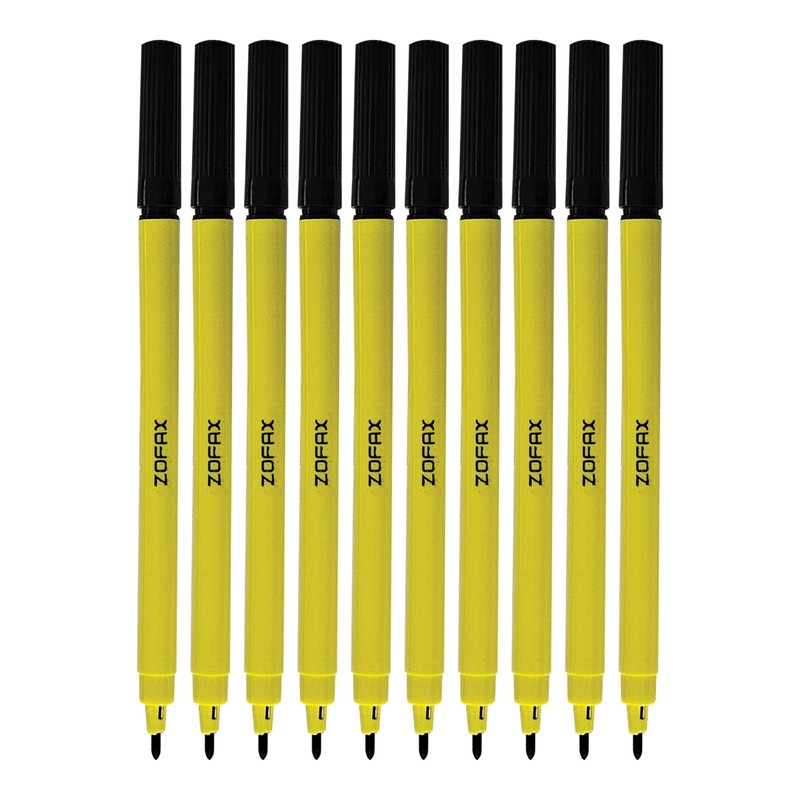 ZOFAX Felto Felt Tip Colouring Pens, BLACK, Fine Point, Pack