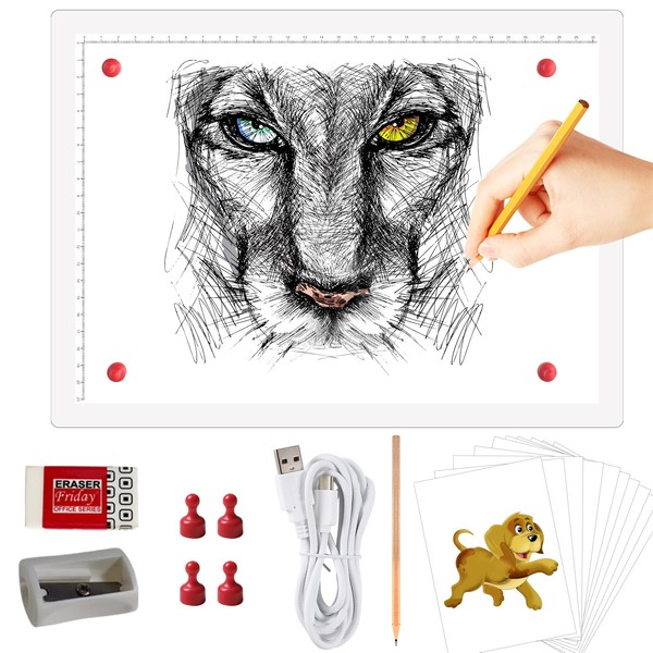 A4 Rechargeable Light Pad, KOBAIBAN Wireless Magnetic Tracing Light Box,
