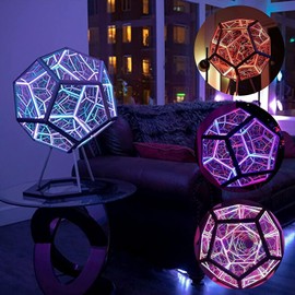 Fyearfly Infinite Dodecahedron Color Art Light, 7 Colors 3D Infinity Night Light Gaming Light LED Table Lamp with Stand Remote Control,Decorative Lamp Home Desktop Decoration