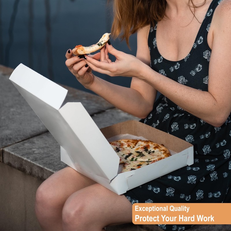 BOARDS+ Thin White Paperboard Pizza Boxes 12 x 12 x
