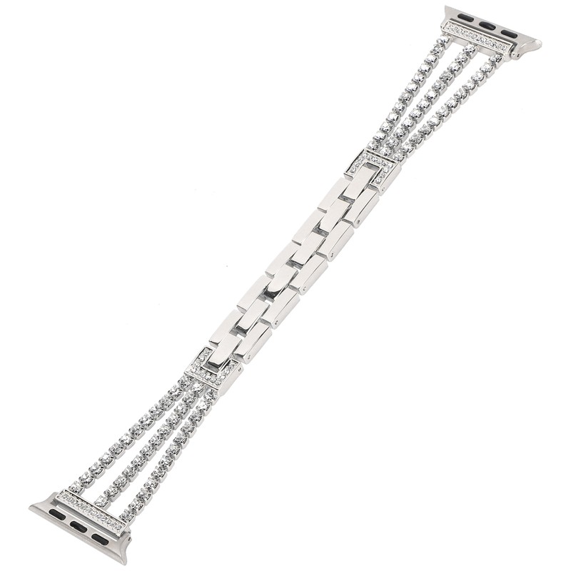 Rhinestone Brass Metal Bracelet Watch Band Strap Replacement for IOS