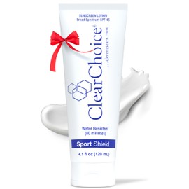 Clear Choice Sunscreen for Face SPF 45, Oil Free Sunblock & Light Moisturizer with Zinc Oxide, Reef-Safe, Broad Spectrum, Water-Resistant, No White Cast, Dermatologist Recommended, 4oz