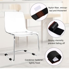 Laughhe 24 Pack Furniture Felt Pads with Hook and Loop Fasteners for Scratches and Reduce Noises, Wrap-around Felt Floor Savers Furniture Sliders for Sled Base Side Chair (L)