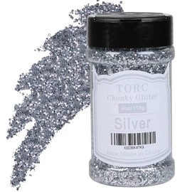 TORC Silver Chunky Glitter 4 OZ Glitter for Resin Crafts Tumblers Cosmetic Makeup Nail Art Festival Decoration