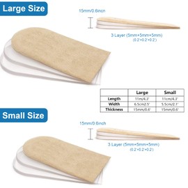 PrettSole Adjustable Heel Lifts(3 Layers), 5mm to 15mm Height Increase Insoles for Leg Length Discrepancy - Small Shoe Lifts for Women, Shoe Inserts Comfort Half Foot Pads for Heel Pain - 1 Pair