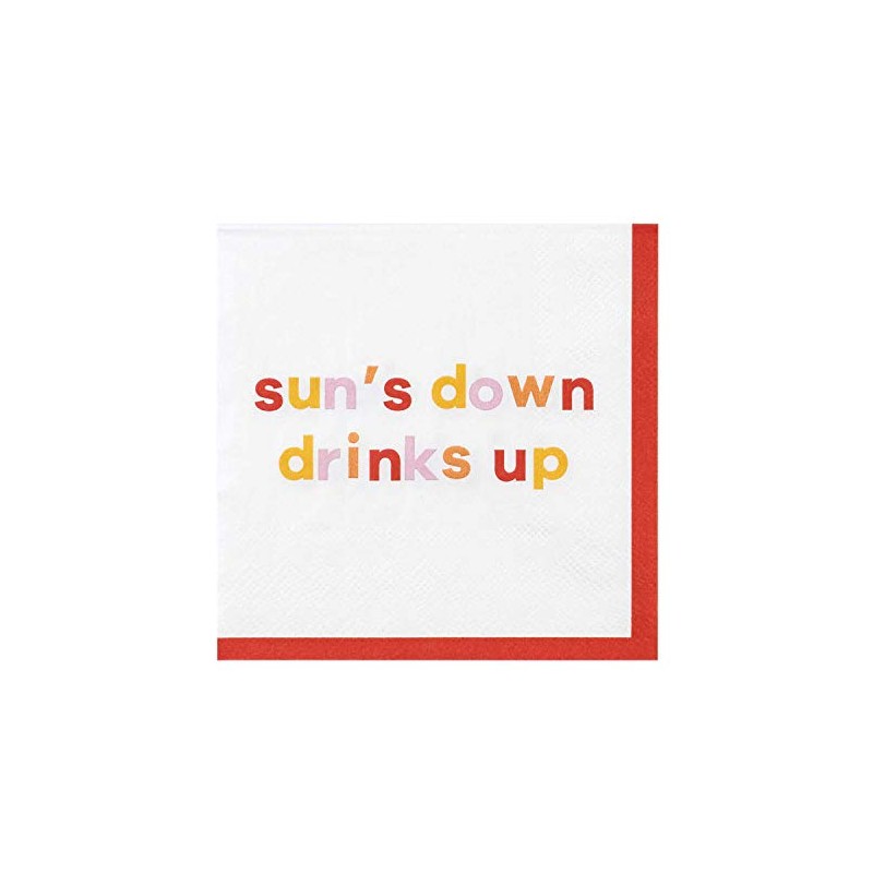 X&O Paper Goods Red ''Sun's Down Drinks Up'' Paper Cocktail