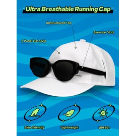 OnWander Quick Dry Sport Baseball Caps for Men Women, Breathable Running Hat, Lightweight Unstructured Soft Cap for Golf, Cycling, Tennis, Hiking - Moisture-Wicking & UPF 50+ White