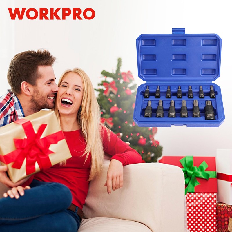 WORKPRO Torx Bit Socket Set, 1/4", 3/8" and 1/2" Drive,