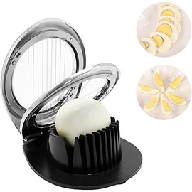 Cortador de huevos, cortador de huevos para huevos duros, apto para lavavajillas, alambre de acero inoxidable, con ranura antideslizante, 2 estilos de corte, apto para frutas y verduras suaves