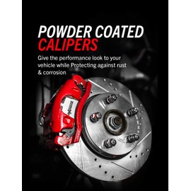 Power Stop Front S4606 Pair of High-Temp Red Powder Coated Calipers For Explorer, Ranger, Mazda B2300, Mazda B2300, Mazda B, Mazda B, Mazda B3000, Mazda B4000, Mountaineer [Model Specific]