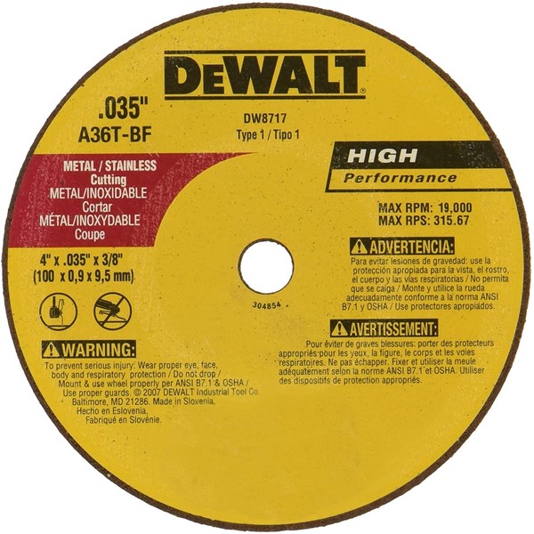DEWALT DW8717 A36T Wheel, 4-Inch X .035-Inch X 3/8-Inch