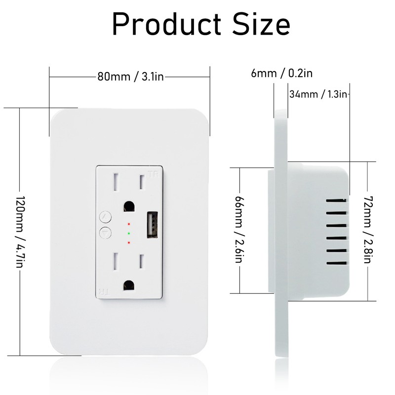 15A WiFi Smart Wall Socket Partition Control USB Interface Remote